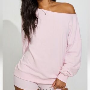 Garage Light Pink Off-Shoulder Sweater